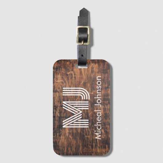 Monogram erste Mahogany-Holzreise Gepäckanhänger (Vorderseite Vertikal)