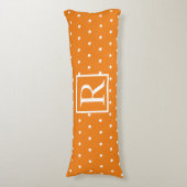 Monogram, erste Orange White Polka Dots Niedlich Seitenschläferkissen (Vorderseite Vertikal)