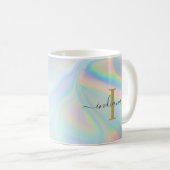 Monogram erste Skriptholografie Moderne Mama Kaffeetasse (VorderseiteRechts)