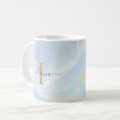 Monogram erste Skriptholografie Moderne Mama Kaffeetasse (Vorderseite Links)
