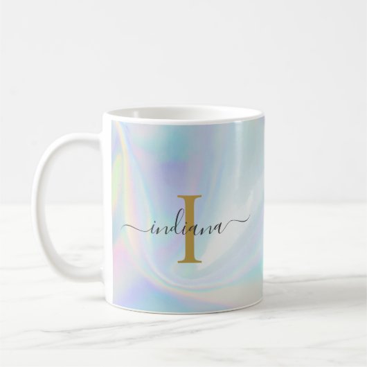Monogram erste Skriptholografie Moderne Mama Kaffeetasse (Links)