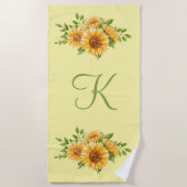 Monogram erste Sonnenblumen Gelbes Handtuch (Vorderseite)