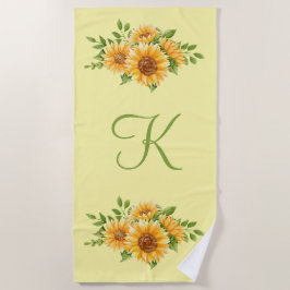 Monogram erste Sonnenblumen Gelbes Handtuch