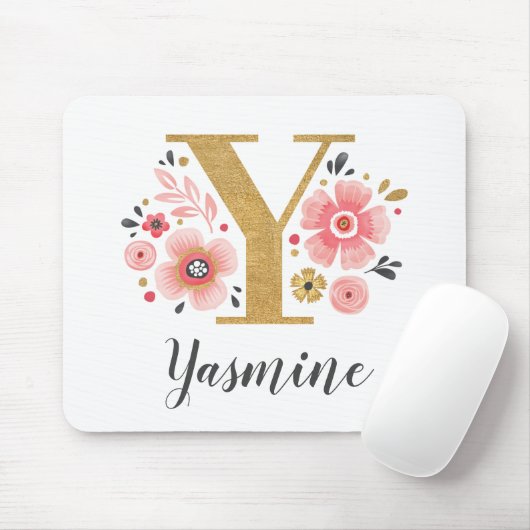 Monogram, erster rosa Goldbrief Y Mousepad (Mit Mouse)