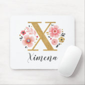 Monogram Erstmaliger rosa Girly Gold Letter Mousepad (Mit Mouse)