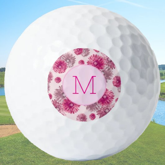 Monogram Erstmals Feminine Pink Custom Ladys Golfball