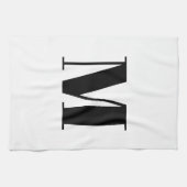 Monogram Erstschwarz-weiß modern Geschirrtuch (Horizontal)