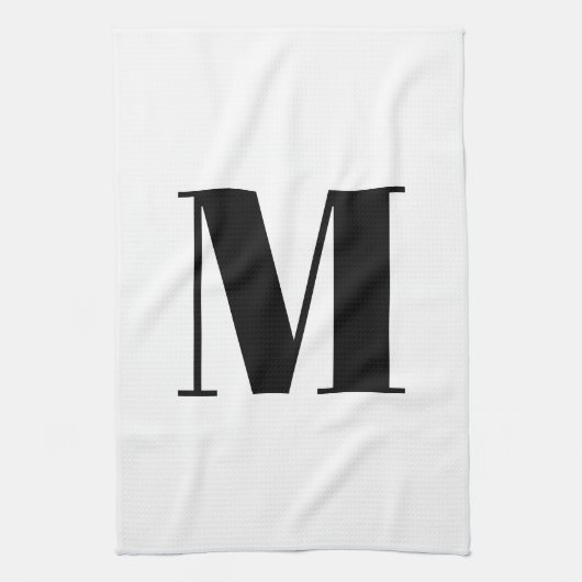 Monogram Erstschwarz-weiß modern Geschirrtuch (Vertikal)