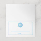 Monogram-Escort-Platzkarte | Blaue Farbe Platzkarte (Außenseite Aufgefaltet)