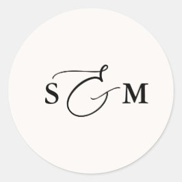 Monogram Et-Zeichen-Schrift Elfenbein-Hochzeit Runder Aufkleber