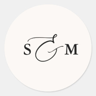 Monogram Et-Zeichen-Schrift Elfenbein-Hochzeit Runder Aufkleber