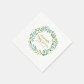 Monogram Eucalyptus Greenerenery Wreath Baby Showe Serviette (Ecke)