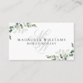 Monogram Eucalyptus Mobile Notary Visitenkarte (Vorderseite)