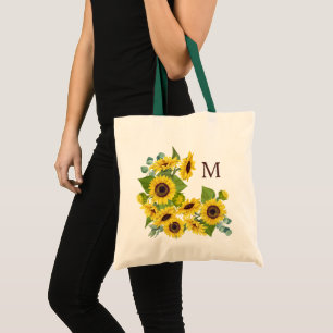 Monogram Eucalyptus Sunflower Bouquet Tragetasche