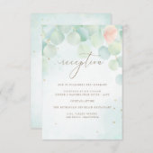 Monogram Eukalyptus Blätter Peony Floral Empfang Begleitkarte (Vorne/Hinten)
