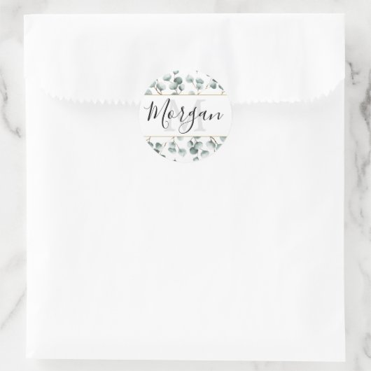 Monogram Eukalyptus Greenery Gefallen Stickers (Tasche)