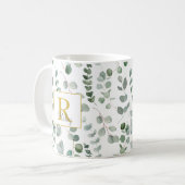 Monogram-Eukalyptus-Muster Kaffeetasse (Vorderseite Links)