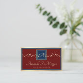 Monogram Event Planer Golden Frame Burgundy Blue Visitenkarte (Stehend Vorderseite)