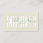 Monogram EVENT PLANNER moderne Schrift Visitenkarte (Vorderseite)