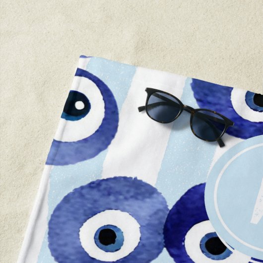 Monogram Evil Eye Nazar Trendy Holiday Beach Handt Strandtuch (Beispiel)