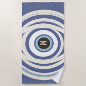 Monogram Evil Eye Retro Trendy Holiday Beach Handt Strandtuch (Vorderseite)