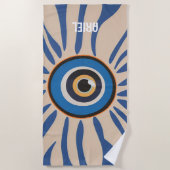 Monogram Evil Eye Vintag Retro Beach Handtuch (Vorderseite)