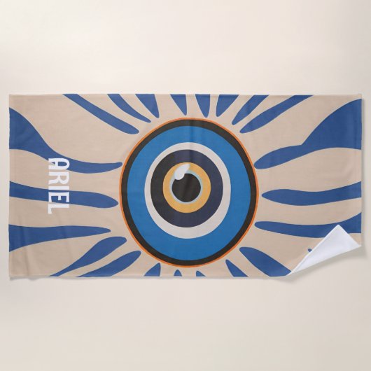 Monogram Evil Eye Vintage Retro Strandtuch (Vorderseite)