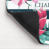 Monogram Exotic Summer Floral strichen Mousepad (Ecke)