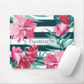 Monogram Exotic Summer Floral strichen Mousepad (Mit Mouse)