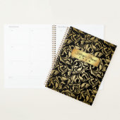 Monogram Extravagant Gold Blühte Black Luxe Namenp Planer (Anzeige)