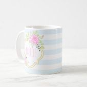 Monogram Extravagant Pink Roses Blueberry Classic  Kaffeetasse (Vorderseite Links)