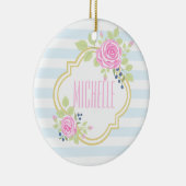 Monogram Extravagant Pink Roses Blueberry Ornament (Rechts)