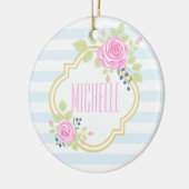 Monogram Extravagant Pink Roses Blueberry Ornament (Links)