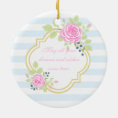 Monogram Extravagant Pink Roses Blueberry Ornament (Hinten)