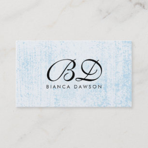 Monogram Extravagant Script Blue Grunge Visitenkarte