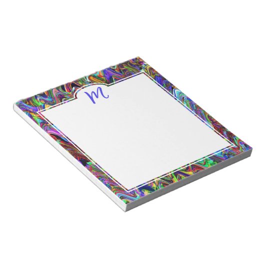 Monogram Exuberant Color Zigzag Abstrakt Notepad Notizblock (angewinkelt)