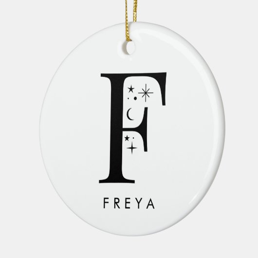 Monogram F Celestie Name Keramik Ornament (Links)