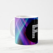 Monogram F Diamond Neon farbenfrohe Hintergrundble Kaffeetasse (Vorderseite Links)