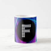 Monogram F Diamond Neon farbenfrohe Hintergrundble Kaffeetasse (Mittel)