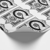 Monogram F Initial Black and White Art Deco Geschenkpapier (Ecke)