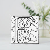 Monogram F Initial Black and White Floral Art Deco (Stehend Vorderseite)