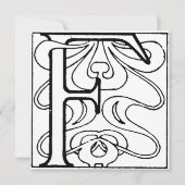 Monogram F Initial Black and White Floral Art Deco (Vorderseite)