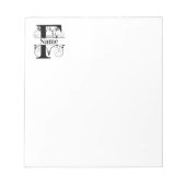 Monogram F Initial Stationary Desk Notepad Notizblock (Vorderseite)
