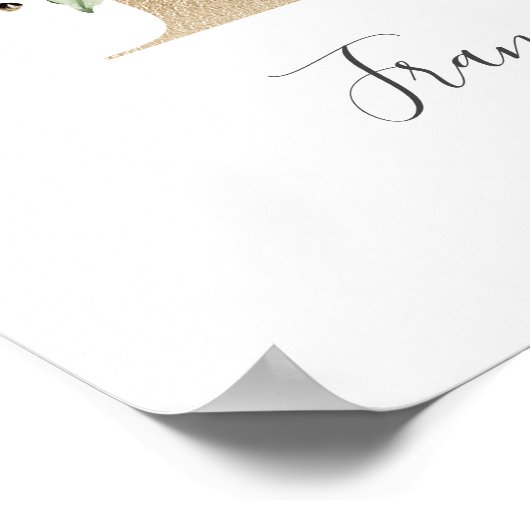 Monogram F Pink White Floral Gold Letter Kinderzim Poster (Ecke)