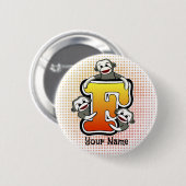 Monogram F Sock Monkey Button (Vorne & Hinten)