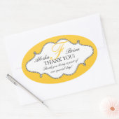 Monogram F Wedding Danke Stickers Oval (Umschlag)