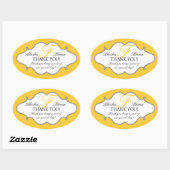 Monogram F Wedding Danke Stickers Oval (Blatt)