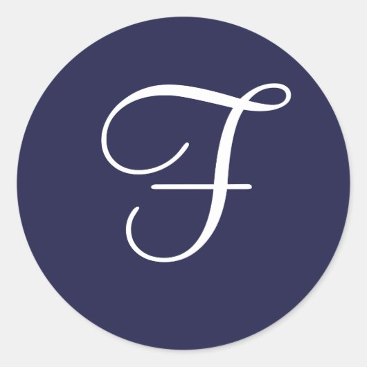 Monogram F, White on Navy Blue, Runder Aufkleber (Vorderseite)