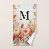 Monogram Fall Äpfel in Pastellfarben Aquarell Badhandtuch Set (Handtuch)