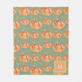 Monogram Fall Pumpkin Pattern Fleecedecke